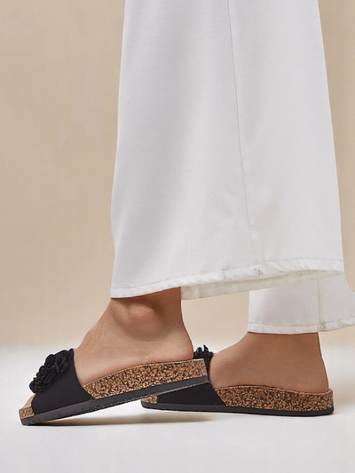 Royalfashion Damenslides mit floralen Akzenten Occes