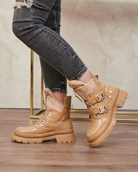 Royalfashion Hellbraune Damen Baggerstiefel Hennobs