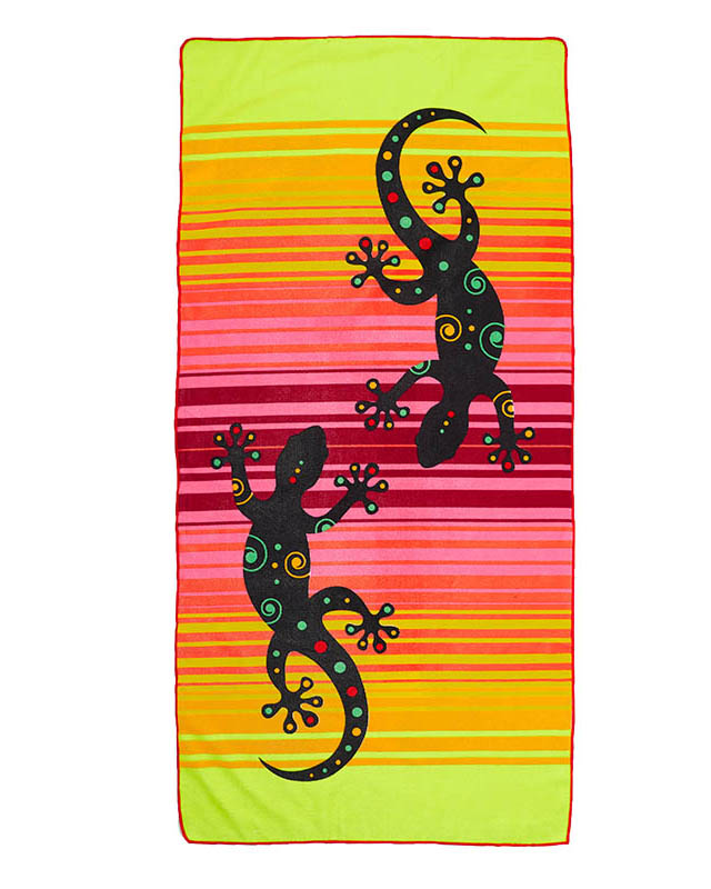 Royalfashion Rosa und gelbes großes Strandhandtuch mit Druck