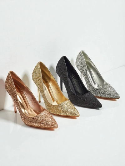 Damen Eco-Leder Pumps mit Brokat Zavrimea