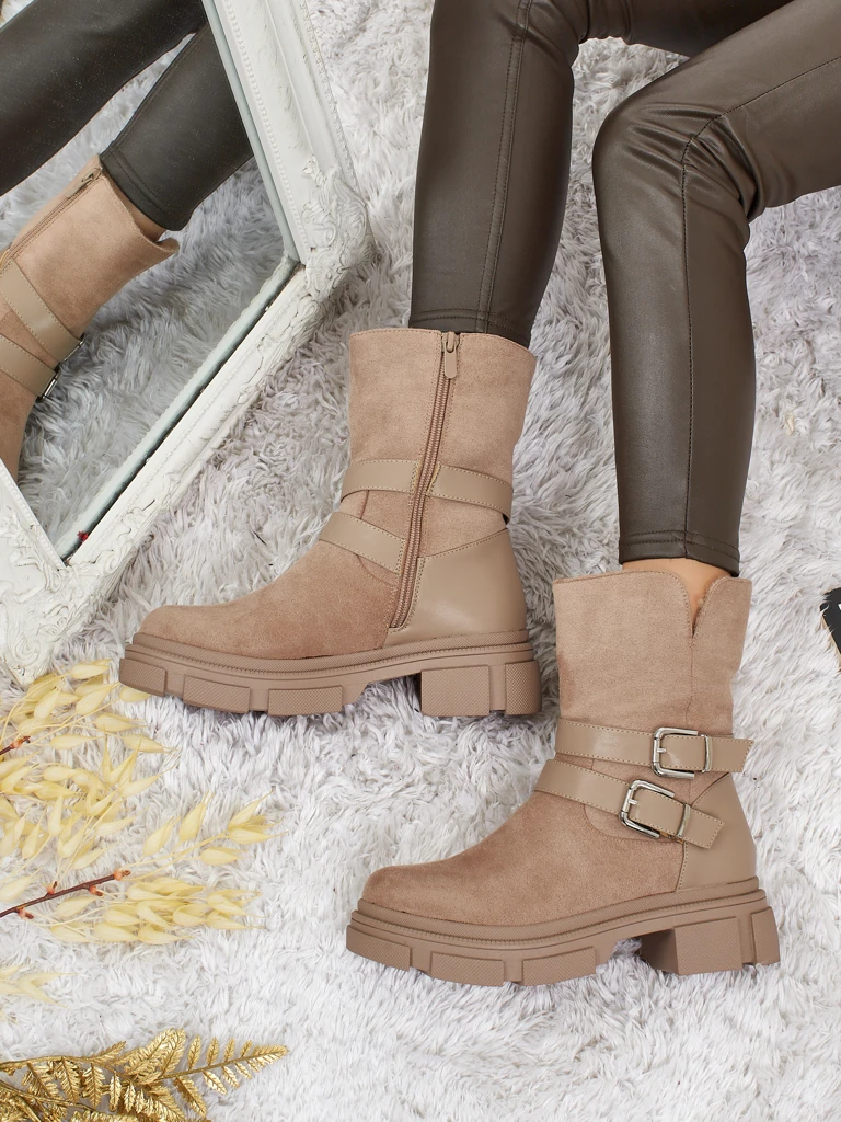 Höhere Damenstiefeletten aus Öko-Wildleder Callire