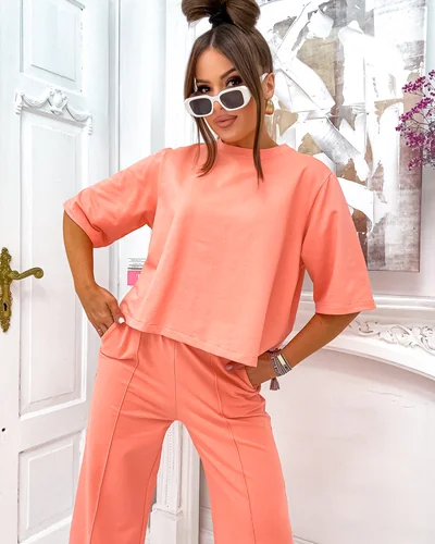 Royalfashion Damen Baumwollset mit weit geschnittenen Hosen