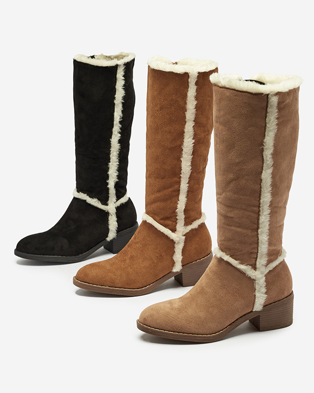 Schwarze Damenstiefel mit Fell Zerriva- Footwear