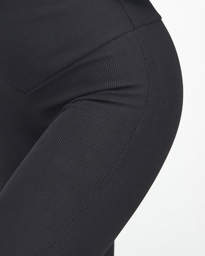 Schwarze, gerippte Leggings für Damen - Kleidung
