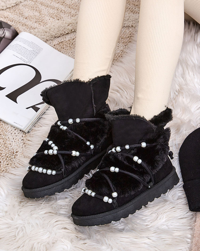 Royalfashion Damen Schneestiefel mit Perlen Cuvilav