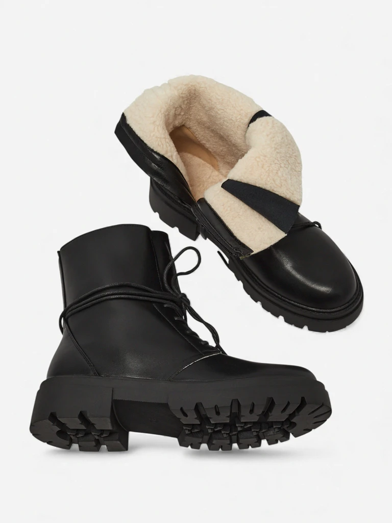 Damenstiefel Luna Schwarz Leder Elegant für den Winter