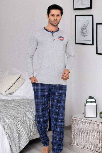Royalfashion Herren Baumwollkaro-Pyjamas