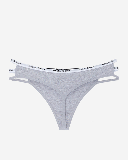 Жіночі сірі бавовняні трусики стринги в смужку - Нижня білизна