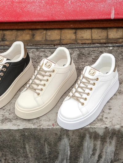 Royalfashion Damen sportliche Sneakers mit dekorativen Schnürsenkeln Eone