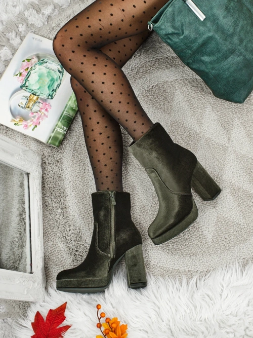 Ботильйони жіночі на підборах-стовпчику а-ля Велюр Miss