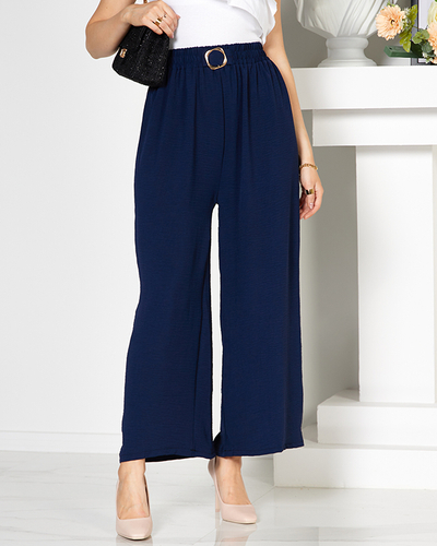 Marineblaue weite Palazzohose für Damen - Kleidung