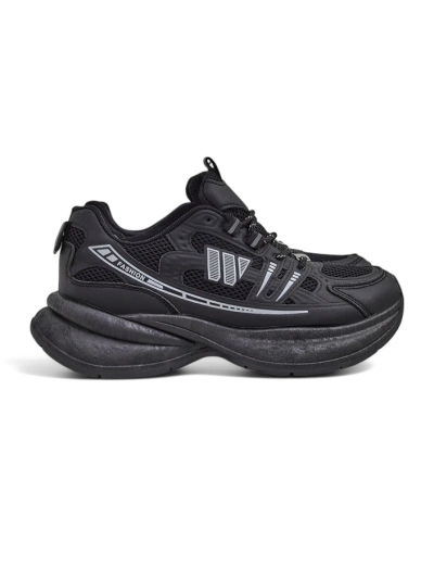 Damen Sportschuhe Royalfashion Hypatia schwarz mit flachem 5 cm Absatz