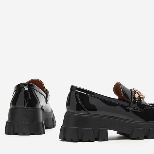 OUTLET Жіночі чорні лаковані сліпони з ланцюжком Guinewra - Взуття