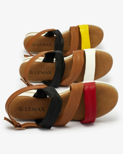 Royalfashion Braune Damensandalen mit schwarzen und weißen Streifen Regetis