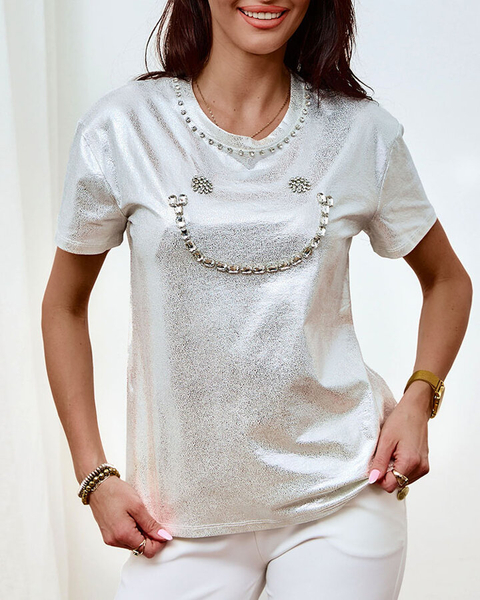 Royalfashion Damen-T-Shirt mit Zirkonen