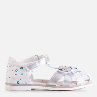 Weiß-silberne Mädchensandalen mit Laluna-Dekor - Schuhe