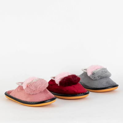 Rosa Damenhausschuhe mit Milonus Kätzchen - Schuhe