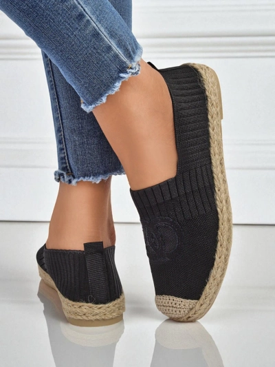 Damen Espadrilles Atena schwarz – flacher Absatz, ökologisches Wildleder