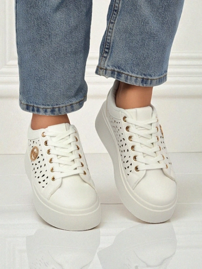 Aurelia Bianca – Weiße Plateausneakers Royalfashion Ecru