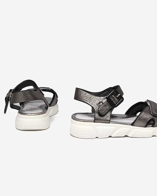 Графітові блискучі босоніжки для дівчат Jenilo - Взуття