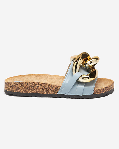 Жіночі блакитні тапочки з декором Sofig-Footwear