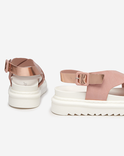 Рожеві жіночі босоніжки на платформі з тисненням Ewerika - Взуття