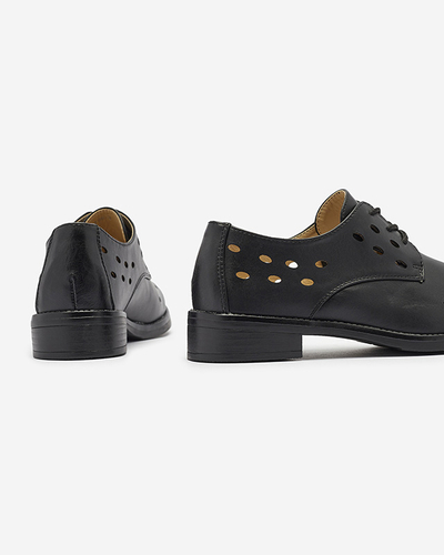 Durchbrochene Damen-Halbschuhe aus Öko-Leder in Schwarz Selofso- Footwear