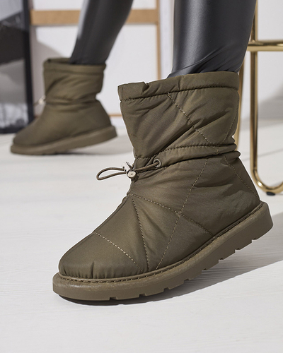 Dunkelgrüne Damen Isolierte Stiefel a'la Schneestiefel Kaliolen - Footwear