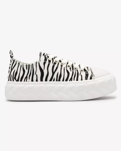 Royalfashion Schwarz-weiße Damen-Plateau-Sneakers Atredika