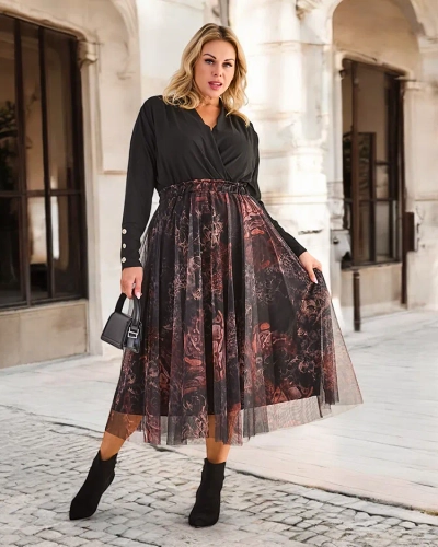 Royalfashion Damen-Zweischicht-Midirock