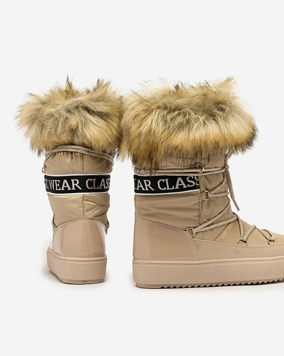 Royalfashion Hellbraune Schlupfstiefel a'la Schneestiefel für Damen Gomllo