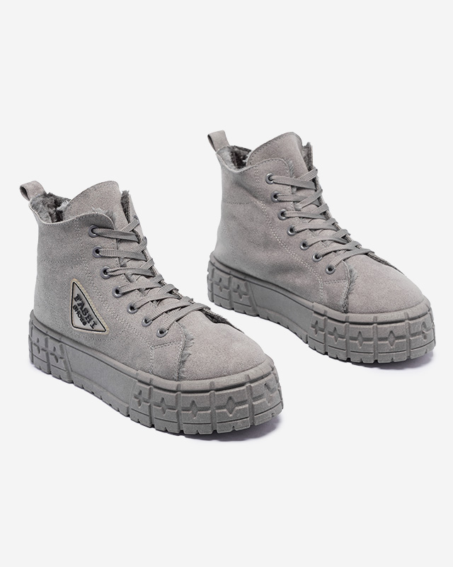 Graue Damenstiefel aus Öko-Wildleder mit Isolierung Zephyr - Schuhe