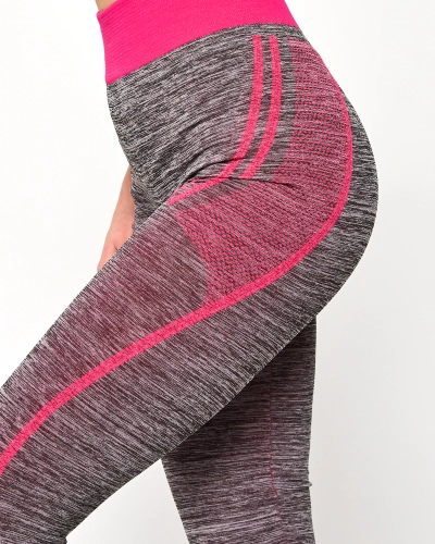 Graues Damen-Sport-Set mit fuchsiafarbenen Einsätzen - Kleidung