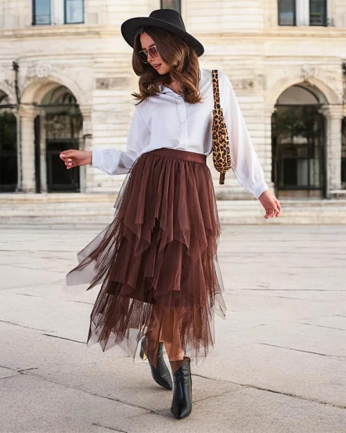 Жіноча двошарова міді-спідниця Royalfashion