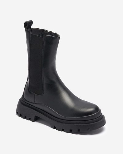 OUTLET Schwarze Damenstiefel mit flachem Absatz Okidas - Footwear