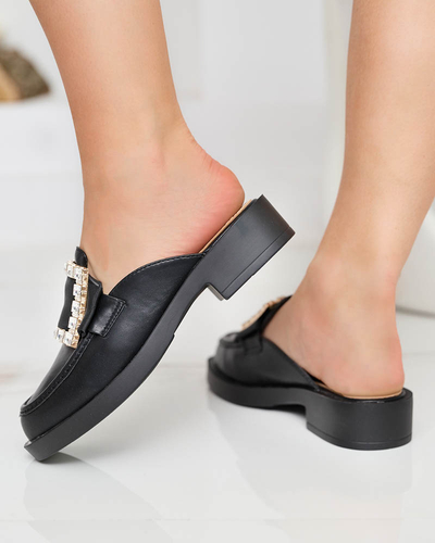 Жіночі чорні тапочки a'la loafers Delaqi - Туфлі