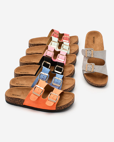 Royalfashion Blaue Damen Flip-Flops mit Schnallen Foumy