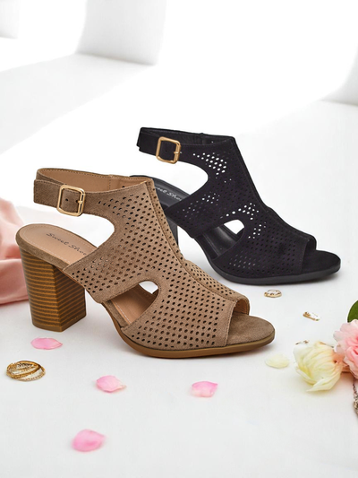 Royalfashion perforierte Blockabsatz‑Sandaletten für Damen Abetle