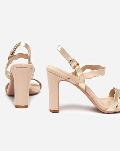 Beige Damensandalen auf höherem Pfosten von Rudika - Footwear