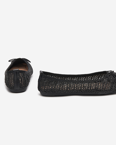 Wewo schwarze Damen geflochtene Ballerinas - Schuhe