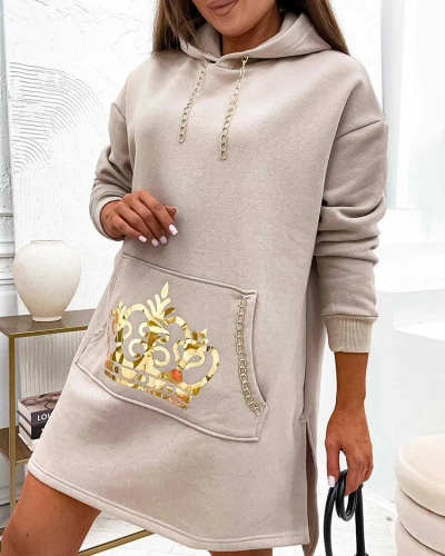 Royalfashion Damen Baumwoll Minikleid Hoodie-Stil
