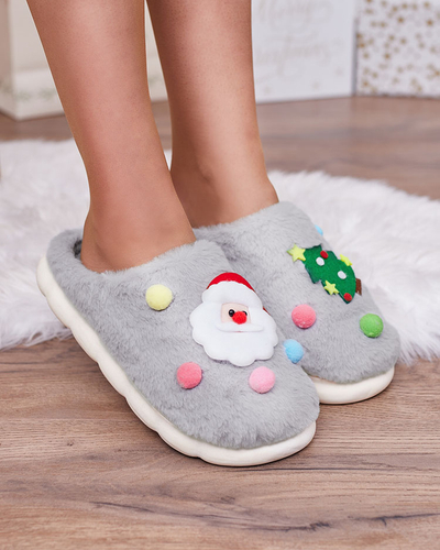 Royalfashion Weihnachtspantoffeln für Damen in grau Fertemse