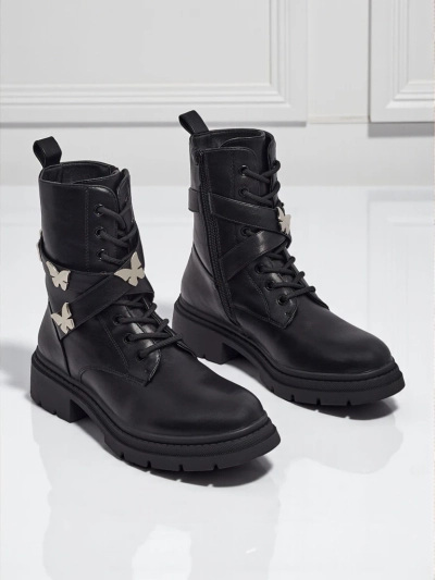 Damen Worker Boots mit Verzierungen Motill