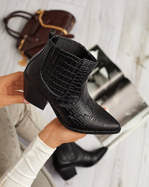 OUTLET Чорні ковбойські чоботи з екошкіри з тисненням Frangy - Взуття