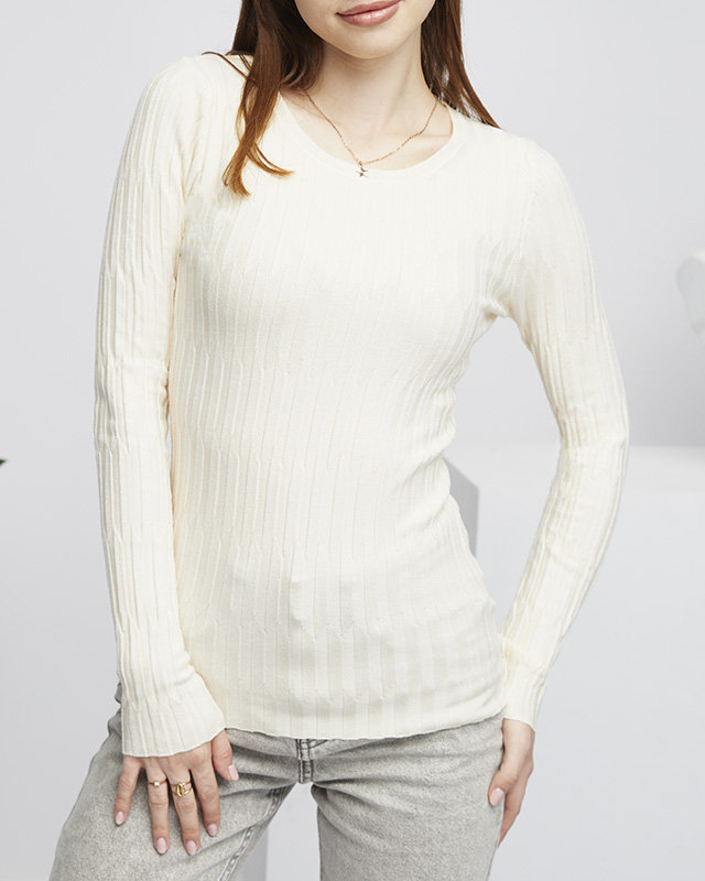 Бежевий жіночий светр в рубчик - Одяг
