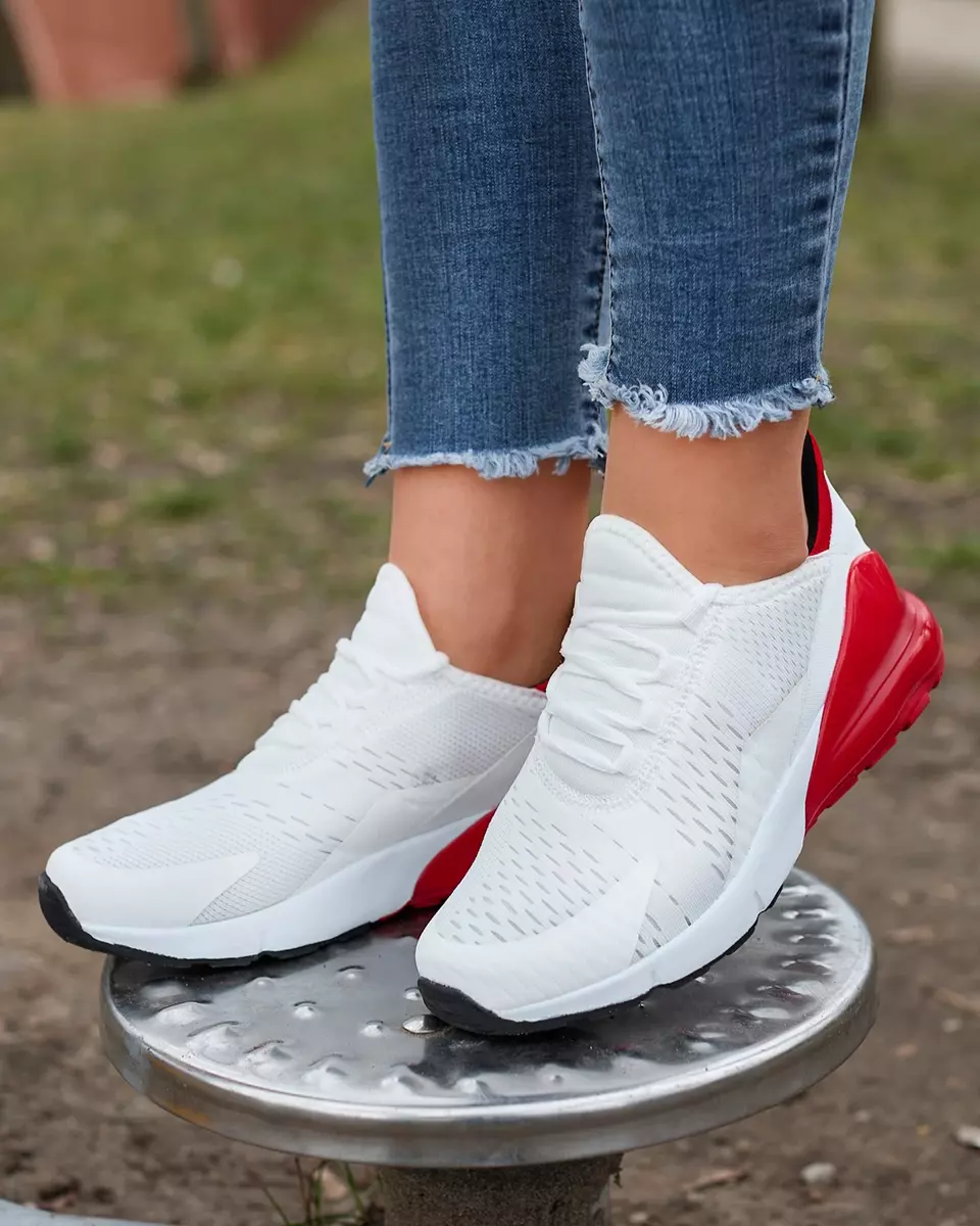 Біло-червоні жіночі тканинні спортивні кросівки Tayrio- Footwear