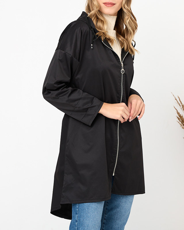Чорна жіноча довга куртка-вітровка - Одяг