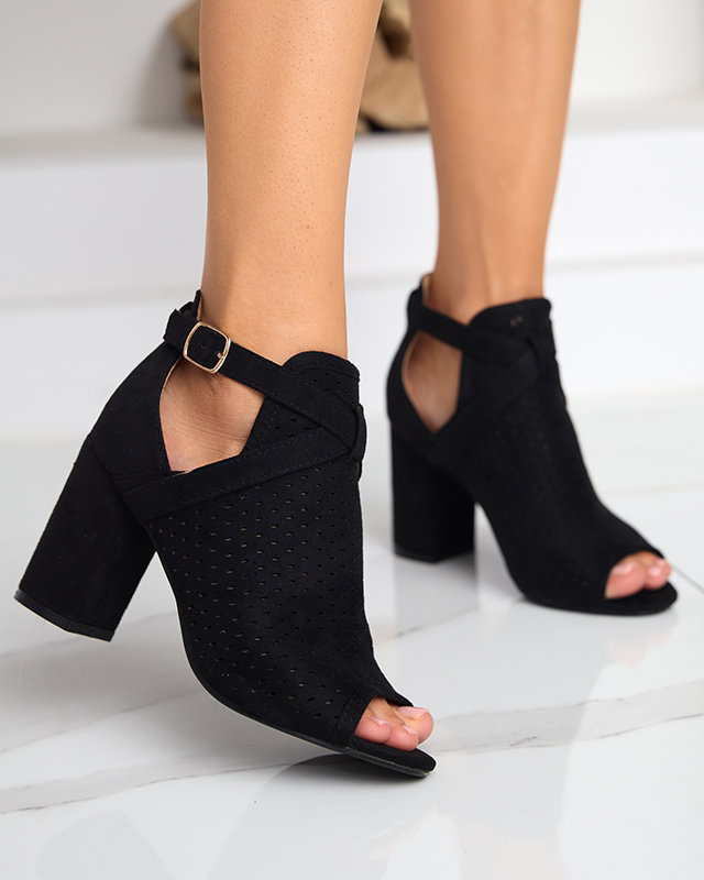 Чорні ажурні жіночі босоніжки на стійку Rilose - Взуття