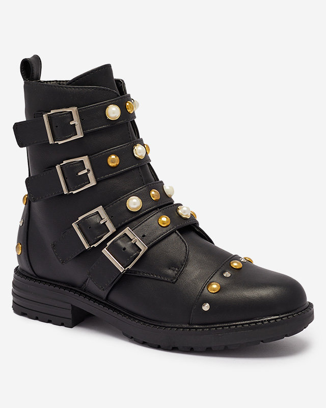 Чорні черевики із золотистим оздобленням Kancjanela - Взуття