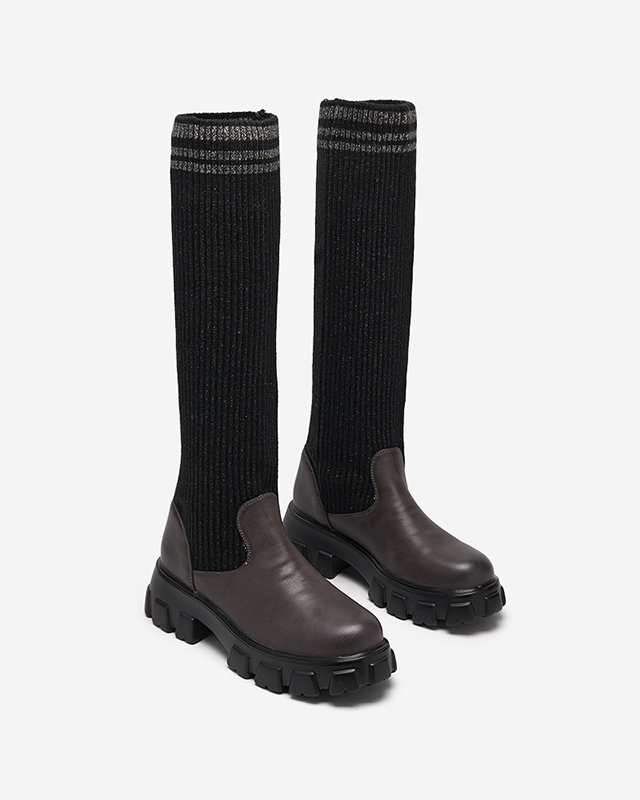 Чорно-коричневі високі жіночі чоботи Alerpi